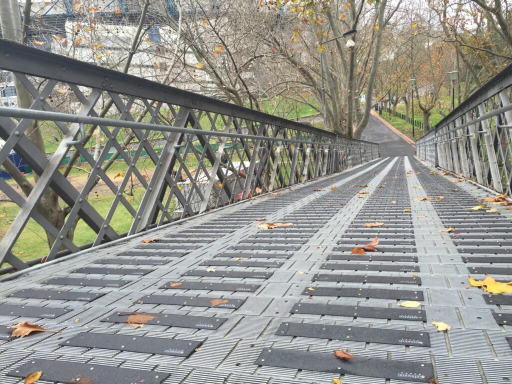 SafeMate at one of Australia's busiest walkways - the footbridge over to the MCG 