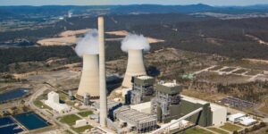 Birdseye view of an active power plant